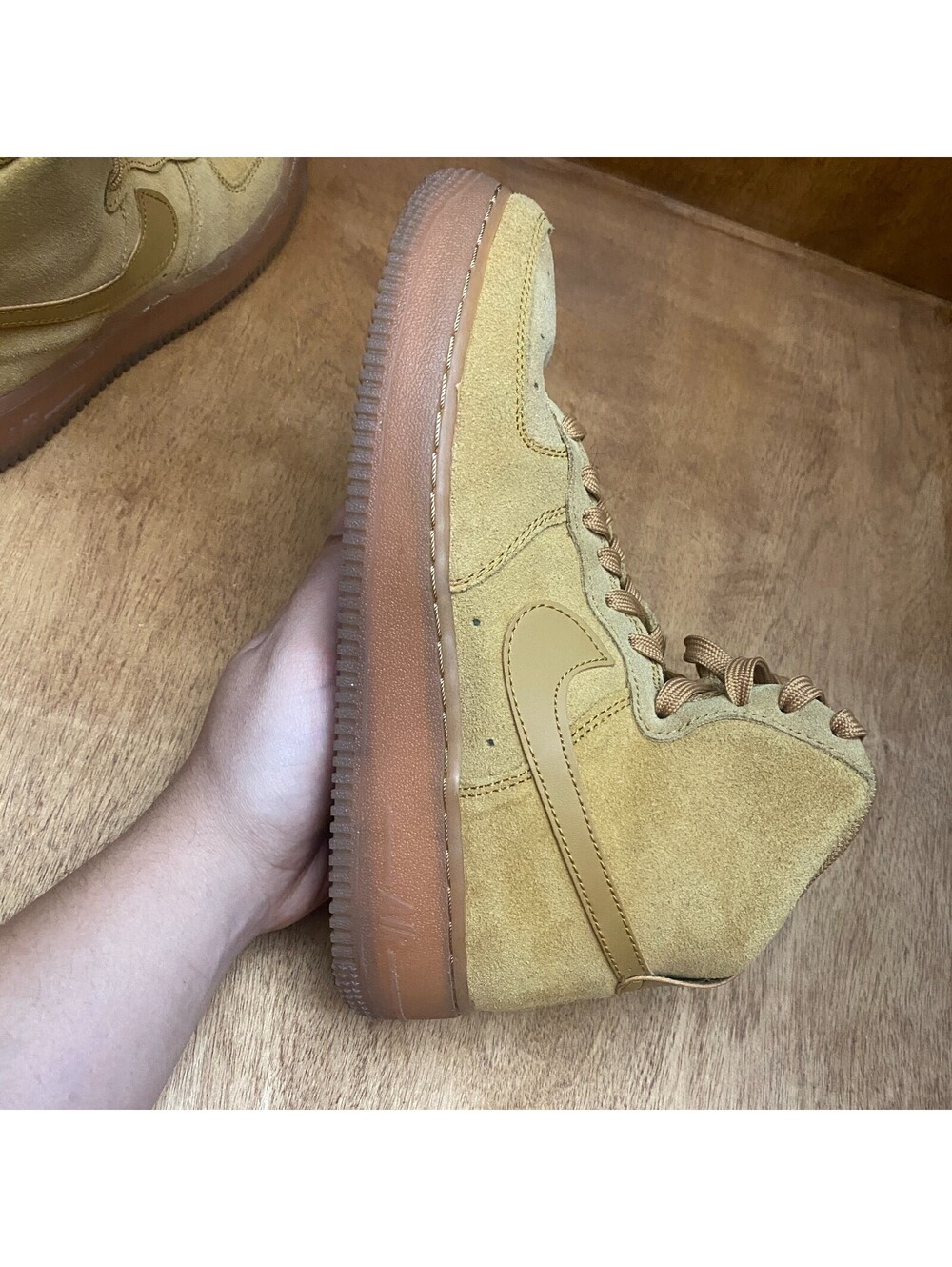 Nike Air Force 1 High LV8 Shoes Youth Sz 6.5 Y Wheat Tan Suede Gum CK0262-700 - Picture 12 of 15